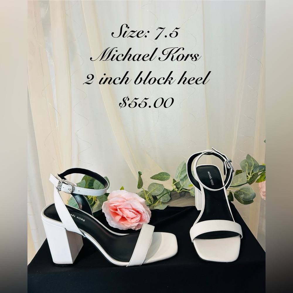 Michael Kors Black and White Block Heel Sandals